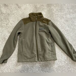 Columbia Kids Olive Green Fleece Jacket with Contrast Shoulders XS